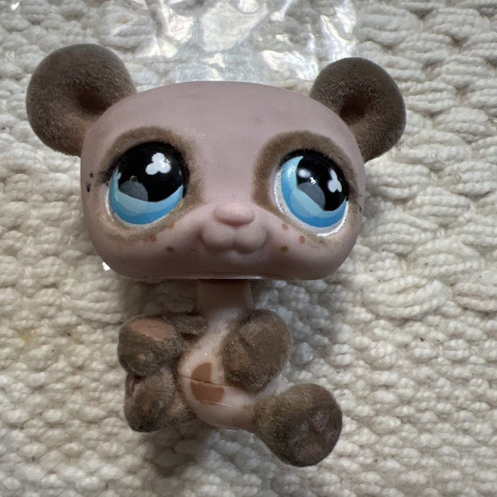 RARE littlest pet shop Velvet Brown Pink Panda‎